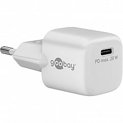 USB-C Schnellladegerät Nano, PD, GaN, 20 Watt (weiß, 1x USB-C, Power Delivery 3.0)