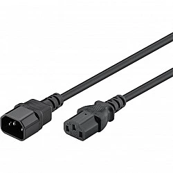 Wentronic Goobay Kaltgeräte Verlängerung, 3 m, Schwarz - Gerätestecker C14 (Kaltgeräteanschluss) > Gerätebuchse C13 (Kaltgeräteanschluss) (95287)