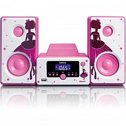 MC-020, home audio mini system, pink, white, 10 W, FM,PLL, blue, 3.5 mm
