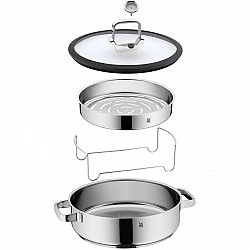 WMF Vitalis Aroma Steamer O 28 cm - 5 l - Stainless Steel - Round - Ceramic - Gas - Induction - Stainless Steel - Glass (1743016040)