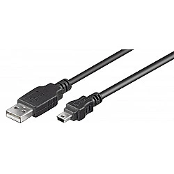 Wentronic Goobay USB 2.0 Hi-Speed Kabel, Schwarz, 1.8 m - geeignet für Geräte mit Mini-USB Anschluss (50767)