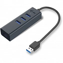 USB 3.0 Metal 3 Port HUB with Gigabit Ethernet Adapter