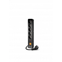 POWER STRIP ACAR X5 1.5M 5X 230V PL BLACK