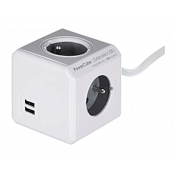 PowerCube Extended 4 gniazda 2x USB 3.0m szary