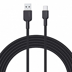 CB-NAC1 kabel USB-C - USB-A 1m 60W PD 3A 20V nylonowy oplot czarny