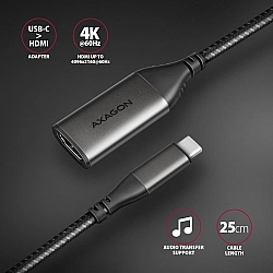 RVC-HI2M Adapter aktywny USB-C -> HDMI 2.0 4K/60Hz Aluminum, 25cm kabel
