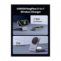 UGREEN W528 Magnetic Wireless Charger 2-in-1 Ladestation fuer Qi?fhige Gerte faltbar grau