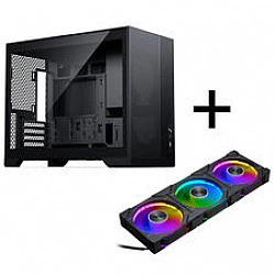 PHANTEKS XT M3 PC-Gehäuse, Mini-Gehäuse + D30 PWM Regular Airflow D-RGB Lüfter, 3er Pack, schwarz