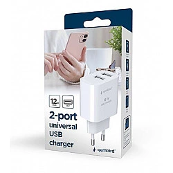 Ładowarka USB-Ax2 2.4A biała
