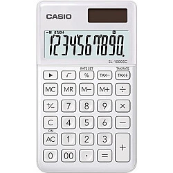 Casio SL-1000SC Pocket Calculator White Display (digits) 10 Solar-powered, battery-powered (W x H x
