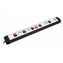Premium-Line technology 5-way socket strip black light grey 3 metres individually switchable