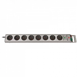 Super-Solid 8-way socket strip silver 2.5 metres 13500A overvoltage protection