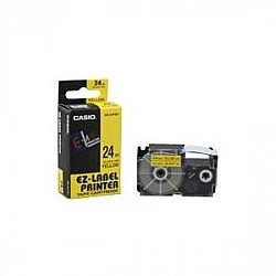 Casio XR-24YW1 - Selbstklebende Etiketten - Schwarz auf Gelb - Rolle (2,4 cm x 8 m) - 1 Rolle(n) - für Disc Title Printer CW-L300, KL 8100, 8200 (XR-24YW)