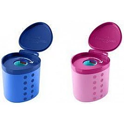 FABER-CASTELL Spitzdose Grippy, pink mit Schneidschutz, kindersicher, mit Click beim - 1 Stück (181795)