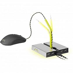 Xtrfy B1 Mouse Bungee LED, Maushalter silber, LED-Beleuchtung, integrierter USB-Hub