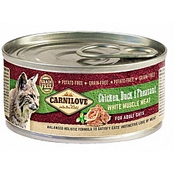 CARNILOVE Cat Chicken, Duck & Pheasant White Muscle Meat – wet food for cats – 100 g
