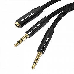Turime | Cable audio mini jack 3.5mm female to 2x mini jack 3.5 mm male Vention BBLBAB 0.6m (black) | ITwork sandėlyje!