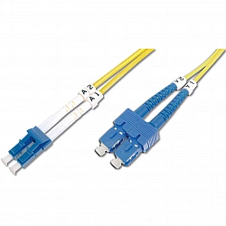 LWL Patchkabel, Duplex, LC > SC Stecker, Singlemode OS2 gelb, 1 Meter