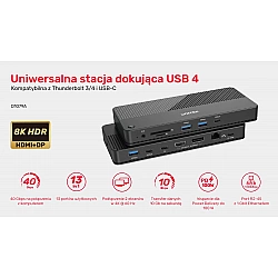 Unitek Stacja dokująca 12w1, HDMI 8K, USB 4, 100 W