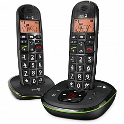 DORO PhoneEasy 105wr Duo - Schnurlostelefon mit Anrufbeantworter + Anruferkennung - DECT\GAP - Schwarz + 1 Zusätzliche(s) Handset(s) (380104)