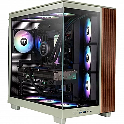 View 380 XL WS ARGB , Tower-Gehäuse hellgrün/holz, Tempered Glass x 2, Holzstruktur