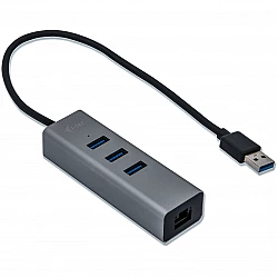 USB 3.0 Metal 3 Port HUB with Gigabit Ethernet Adapter
