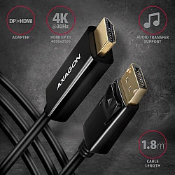 DisplayPort > HDMI 1.4 cable 1.8m 4K/30Hz, RVD-HI14C2