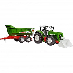 Tractor with front loader and trailer