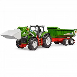 Tractor with front loader and trailer