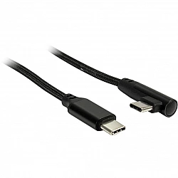 USB Kabel, USB-C Stecker > USB-C Stecker 90° (schwarz, 1 Meter, PD, Laden mit bis zu 60 Watt, gesleevt)