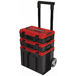 Systemkoffer E-Case Tower, Werkzeugwagen schwarz/rot, 1x E-Case L, 2x E-Case S