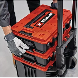Systemkoffer E-Case Tower, Werkzeugwagen schwarz/rot, 1x E-Case L, 2x E-Case S