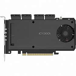 Icy Dock Mobile Rack Adapter Card 4-Bay M.2 NVMe SSD zu PCIe 4.0 x 16