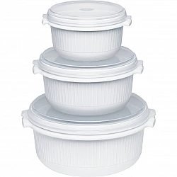 MICRO FAMILY Mikrowellentopf, Starterset 3-teilig, Dose weiß, 3 Töpfe, 3 Deckel