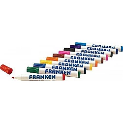 FRANKEN Weisswandtafel-Marker Rundsp. Strichst. ca. 2-6mm Pigmenttinte trocken abwischb. farb.sort. schwarz rot blau gruen 10Stueck (Z1901)