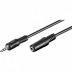 Wentronic Goobay 3,5mm-Klinke-Verlängerungskabel, Schwarz, 5 m - Klinke 3,5 mm-Stecker (3-Pin, Stereo) > Klinke 3,5 mm-Buchse (3-Pin, Stereo) (50090)