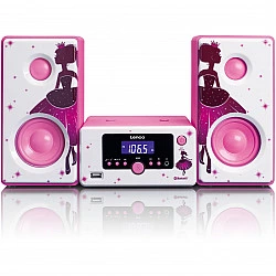 MC-020, home audio mini system, pink, white, 10 W, FM,PLL, blue, 3.5 mm