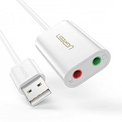 UGREEN USB-A To 3.5mm External Stereo Sound Adapter White 15cm (30143)