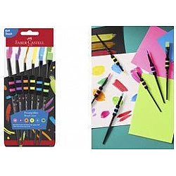 FABER-CASTELL Synthetikhaarpinsel, 6er Set mit Soft-Touch-Griffzone, robustes, weiches Synthetik - 1 Stück (481622)