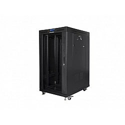 SZAFA INSTALACYJNA RACK STOJĄCA 19 22U 800X1000 CZARNA DRZWI SZKLANE LCD LANBERG (FLAT PACK) V2