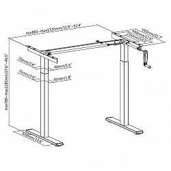 Maclean desk, manual height adjustment, without tabletop, for standing and sitting work, max 60 kg, max height 120 cm, MC-790NB