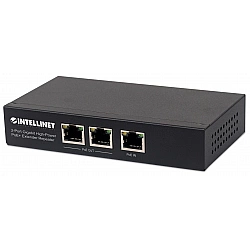 Intellinet 2-Port Gigabit High-Power PoE+ Extender Repeater, IEEE 802.3at/af Power over Ethernet (PoE+/PoE), metal