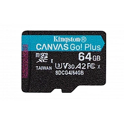 Kingston 64GB microSDXC Canvas Go Plus Gen4 200MB/s A2 U3 V30 Card+ Adapter - Micro SD - Secure Digital (SD)