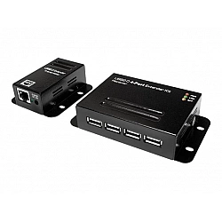 USB 2.0 Cat. 5 Extender with 4-Port Hub, Receiver and Transmitter