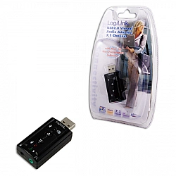 LogiLink USB 2.0 Audio-Adapter, USB-A/M zu 2x 3,5 mm/F, Virtual 7.1 Soundeffekt, schwarz