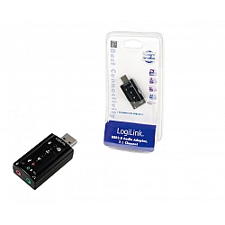 LogiLink USB 2.0 Audio-Adapter, USB-A/M zu 2x 3,5 mm/F, Virtual 7.1 Soundeffekt, schwarz