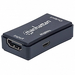 Manhattan HDMI Repeater, 4K@60Hz, Active, Boosts HDMI Signal up to 40m, Black, Three Year Warranty, Blister