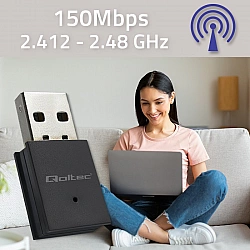 Qoltec Bezprzewodowy mini adapter WiFi Standard N BT 4.0 USB