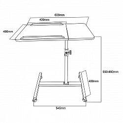 Maclean mobile desk/laptop stand, black, height adjustment 59-89cm, max. 30kg , MC-121 B