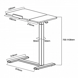 Maclean mobile desk/laptop stand, white, height adjustment 76-109cm, max. 30kg , MC-120 W